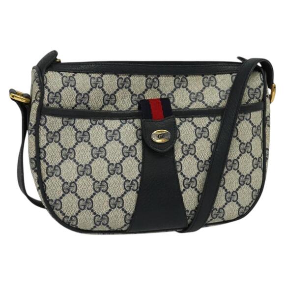 GUCCI GG Supreme Sherry Line Shoulder Bag Pvc Navy Gold 89 02 032 - Picture 1 of 16